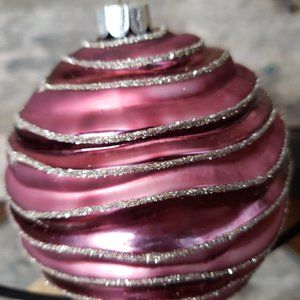 Sullivans 4" Swirl Glass Ornament - Pink & Burgundy - Shades of Red - Textured